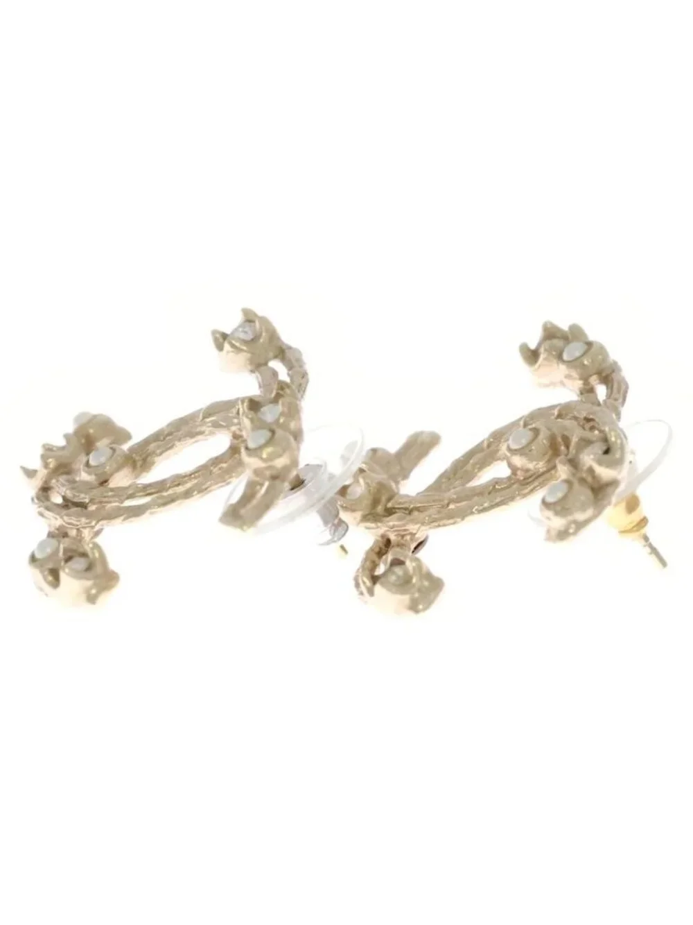Chanel CC Logo Line Stone Pearl Gold Earring - Picture 4 of 6